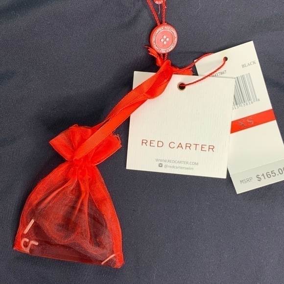 Red Carter Size XS 4 Black One Piece Swimsuit NWT Removable Strap Crochet Sides - Picture 8 of 12